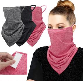 img 4 attached to 🧣 MoKo Scarf Mask Bandana: 3 Pack with Ear Loops, Filter Pocket, and Neck Gaiter for Outdoor - Ideal for Women and Men