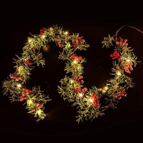 img 4 attached to 🎄 6FT Christmas Garland with LED Lights & Red Berry Decoration - Artificial Indoor/Outdoor Fireplace Accent for Winter Holiday Home Décor - Perfect for Christmas & New Year Celebration