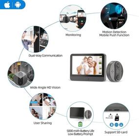 img 3 attached to BCOM WiFi Door Peephole Viewer - Digital Smart Phone App Remote Motion Sensor Camera - 120°Wide Angle AHD 720P TFT Screen 4.3 inch - Tuya Compatible