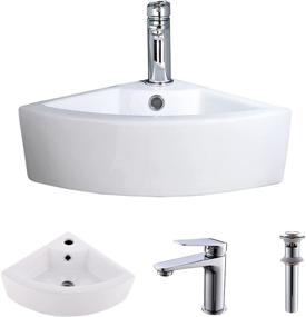 img 4 attached to Compact Corner Wall Mount Bathroom Sink and Faucet Combo: White Porcelain Ceramic Above Counter Mini Vanity Vessel Sink with Overflow, Chrome Faucet, and Pop-up Drain Combo