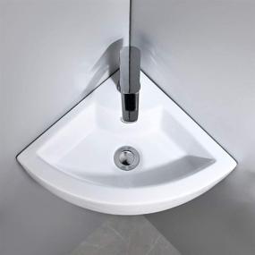 img 1 attached to Compact Corner Wall Mount Bathroom Sink and Faucet Combo: White Porcelain Ceramic Above Counter Mini Vanity Vessel Sink with Overflow, Chrome Faucet, and Pop-up Drain Combo