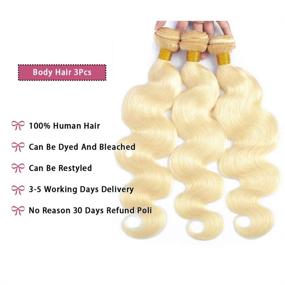 img 2 attached to 18-inch 613 Blonde Body Wave Brazilian Virgin Human Hair Extension - 100% Unprocessed Blonde Bundle