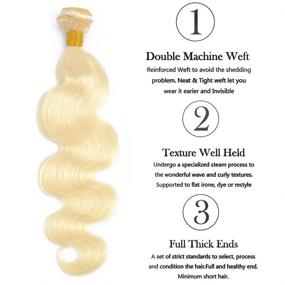 img 4 attached to 18-inch 613 Blonde Body Wave Brazilian Virgin Human Hair Extension - 100% Unprocessed Blonde Bundle