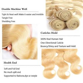 img 3 attached to 18-inch 613 Blonde Body Wave Brazilian Virgin Human Hair Extension - 100% Unprocessed Blonde Bundle