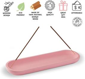 img 3 attached to 🪔 Modern Incense Holder or Ash Catcher for Home Décor, Wooden Incense Tray for Sticks, Mango Wood Trough, Pink – Enhance your Space with this Insense Burner Holder