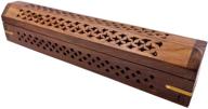 🔥 carved net design wood coffin incense burner - stylish storage compartment for incense sticks and cones логотип