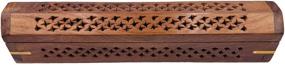 img 3 attached to 🔥 Carved Net Design Wood Coffin Incense Burner - Stylish Storage Compartment for Incense Sticks and Cones