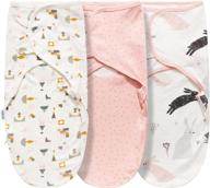👶 swaddle blanket 3-pack for newborn babies 0-3 months - easy change sleep sack with adjustable wrap for baby girls and boys (star and rabbit design) logo