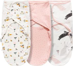 img 4 attached to 👶 Swaddle Blanket 3-Pack for Newborn Babies 0-3 Months - Easy Change Sleep Sack with Adjustable Wrap for Baby Girls and Boys (Star and Rabbit Design)