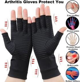 img 2 attached to 🧤 Large Black Compression Gloves for Women and Men – Copper Arthritis Gloves for Rheumatoid Arthritis, Osteoarthritis & Carpal Tunnel – Hand Pain Relief, Support & Open Finger Design