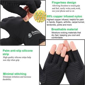 img 1 attached to 🧤 Large Black Compression Gloves for Women and Men – Copper Arthritis Gloves for Rheumatoid Arthritis, Osteoarthritis & Carpal Tunnel – Hand Pain Relief, Support & Open Finger Design