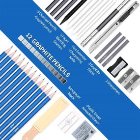 img 3 attached to Набор для художников Dowswin, состоящий из 33 угольных карандашей, с блокнотами для эскизов, мягкой резинкой "Kneaded Eraser", блендером и блоком измельчителя - художественные принадлежности для взрослых, детей, подростков - идеально подходит для рисования эскизов.