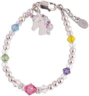 🦄 girls' sterling silver unicorn charm bracelet with premium crystals - perfect for children logo