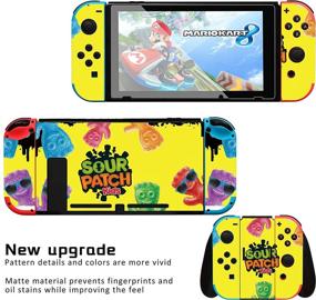 img 3 attached to Nintendo Switch Skin - Cute Kawaii Cartoon Design Sticker Set, Fun Funny Fashion Cool Game Character Skins for Girls Boys Women with Stickers+Tempered Glass Film (Candy Kids)