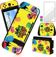 nintendo switch skin - cute kawaii cartoon design sticker set, fun funny fashion cool game character skins for girls boys women with stickers+tempered glass film (candy kids) логотип