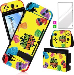 img 4 attached to Nintendo Switch Skin - Cute Kawaii Cartoon Design Sticker Set, Fun Funny Fashion Cool Game Character Skins for Girls Boys Women with Stickers+Tempered Glass Film (Candy Kids)