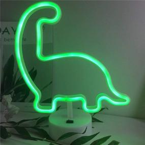 img 1 attached to 🦕 Qunlight Neon Night Light Dinosaur: Stylish Dual Power Decor Lamp for Wedding, Birthday Party, Kids Room, Living Room, Bedroom, or Bar