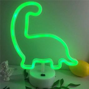 img 2 attached to 🦕 Qunlight Neon Night Light Dinosaur: Stylish Dual Power Decor Lamp for Wedding, Birthday Party, Kids Room, Living Room, Bedroom, or Bar