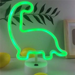 img 3 attached to 🦕 Qunlight Neon Night Light Dinosaur: Stylish Dual Power Decor Lamp for Wedding, Birthday Party, Kids Room, Living Room, Bedroom, or Bar