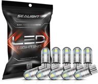 💡 sealight 194 led bulbs - 6000k white, 168 2825 t10 w5w 3030 bright led chips - dome, map, door, courtesy, license plate lights - pack of 10 logo
