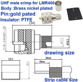 img 1 attached to 5 пакетов UHF PL-259 мужской штекерный кримповой коаксиальный разъем адаптер RF-разъем | Совместим с коаксиальным кабелем LMR400 RG8 9913 | Идеально подходит для использования в радиолюбительском радиоаппаратуре