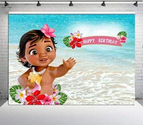 img 4 attached to Captivating RUINI Baby Moana Backdrop: Vibrant Summer Sea Blue 🌊 Water Photography Backdrop for Baby Shower Party & Table Decoration (7x5FT)