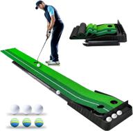 🏌️ yzhappy golf putting green mat: indoor portable baffle plate with auto ball return system - perfect gift for dad, husband, and friends - mini golf practice training aid for home office backyard indoor outdoor use logo