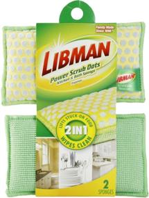 img 2 attached to 🧽 Libman Power Scrub Dots Kitchen and Bath Sponge - Pack of 2 for Effective Cleaning