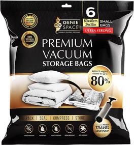 img 4 attached to 🧳 GENIE SPACE: Ultra Durable Premium Vacuum Bags - 6 x SMALL - 24x16in - Airtight & Reusable - Maximize Space by 80% - For Clothes, Towels, Bedding, & More