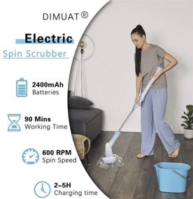 img 3 attached to DIMUAT Electric Spin Scrubber: Cordless Handheld Bathroom Scrubber with 3 Replaceable Cleaning Brush Heads - 360 Cordless Cleaning Brush for Tub, Tile, Floor, Kitchen