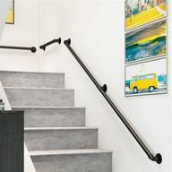 🛠️ 5ft galvanized steel pipe stair railing - flyskip handrails for indoor and outdoor stairs, non-slip wall mount hand rail for porch, deck, and more логотип