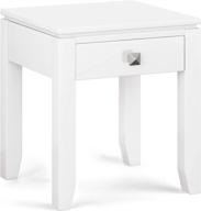 🪑 simplihome cosmopolitan solid wood white end side table – 18 inch square, contemporary design with storage, 1 drawer for living room and bedroom logo