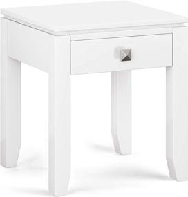 img 4 attached to 🪑 Simplihome Cosmopolitan Solid Wood White End Side Table – 18 inch Square, Contemporary Design with Storage, 1 Drawer for Living Room and Bedroom