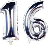 🎉 azowa 40 in silver big sweet 16 number balloons: jumbo balloons for memorable sweet 16 birthday decorations! логотип