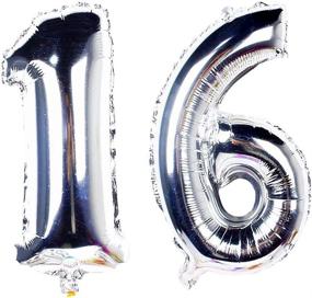 img 4 attached to 🎉 AZOWA 40 in Silver Big Sweet 16 Number Balloons: Jumbo Balloons for Memorable Sweet 16 Birthday Decorations!