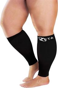 img 4 attached to 👩 Zeta Sleeve XXL Wide Plus Size Calf Compression for Nurses, Seniors, Flights - Soothing Comfy Gradient Support, Prevents Swelling, Pain, Edema, DVT - Large Cuffs, Stretch up to 26 Inches - Unisex (Black)