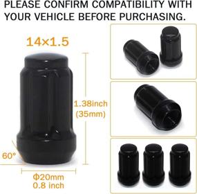 img 2 attached to 🔧 GA Supply 14x1.5 Black Lug Nuts: High Quality Acorn Spline Set, 1.38" Tall, 3/4" Hex - Pack of 24+1 Spline Wheel Lock Key