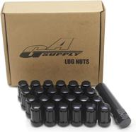 🔧 ga supply 14x1.5 black lug nuts: high quality acorn spline set, 1.38" tall, 3/4" hex - pack of 24+1 spline wheel lock key logo