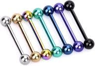 🔗 ipink titanium anodized surgical steel nipple tongue ring barbell set - 14g, 1/2", 5/8", 3/4" - pack of 8 pieces logo