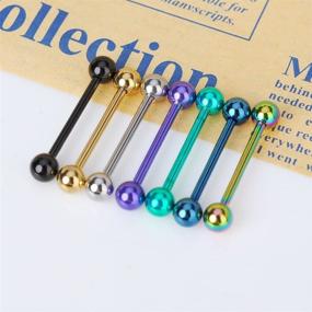 img 2 attached to 🔗 IPINK Titanium Anodized Surgical Steel Nipple Tongue Ring Barbell Set - 14G, 1/2", 5/8", 3/4" - Pack of 8 Pieces