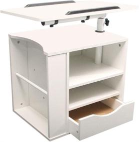 img 2 attached to Height Adjustable Wooden Bedside Table with 360 Rotation, Rolling Laptop Desk, Computer Table, Nightstand with Drawers - White (Right Side) - SIDUCAL Multi-Functional