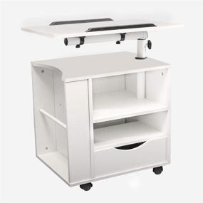 img 3 attached to Height Adjustable Wooden Bedside Table with 360 Rotation, Rolling Laptop Desk, Computer Table, Nightstand with Drawers - White (Right Side) - SIDUCAL Multi-Functional