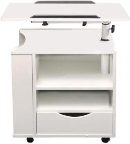 img 4 attached to Height Adjustable Wooden Bedside Table with 360 Rotation, Rolling Laptop Desk, Computer Table, Nightstand with Drawers - White (Right Side) - SIDUCAL Multi-Functional