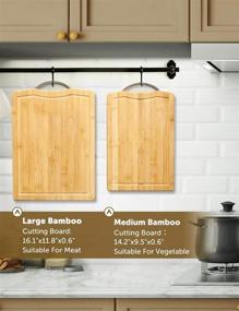 img 2 attached to 🎋 Organic Bamboo Cutting Board Set with Metal Handle - Kitchen Chopping Boards for Meat, Cheese &amp; Vegetables- Serving Tray + FREE Salad Spoon Set