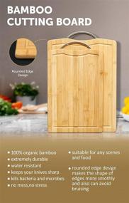 img 1 attached to 🎋 Organic Bamboo Cutting Board Set with Metal Handle - Kitchen Chopping Boards for Meat, Cheese &amp; Vegetables- Serving Tray + FREE Salad Spoon Set