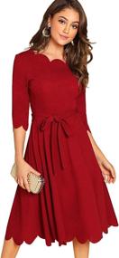 img 2 attached to Milumia Womens Sleeve Scallop Burgundy