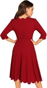 img 3 attached to Milumia Womens Sleeve Scallop Burgundy