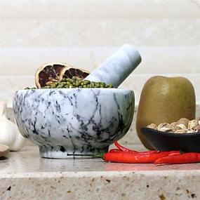 img 3 attached to Kota Japanese Marble Mortar and Pestle Grinder for Spices, Seasonings, Pastes, Pestos, and Guacamole