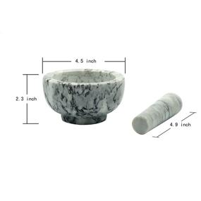 img 2 attached to Kota Japanese Marble Mortar and Pestle Grinder for Spices, Seasonings, Pastes, Pestos, and Guacamole