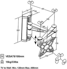 img 1 attached to 📺 Monoprice Full-Motion Wall Mount Bracket for 13-27 inch Displays (Max 33 lbs)